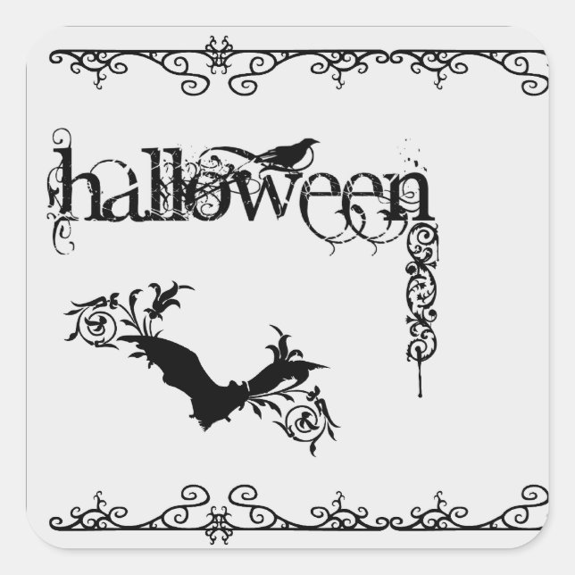 Elegantes Pegatinas de Halloween blancos y negros  (Anverso)