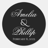 Elegantes pegatinas de la boda blanca y negra