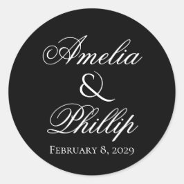 Elegantes pegatinas de la boda blanca y negra