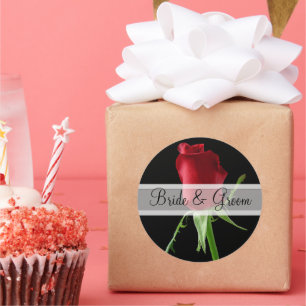 Elegantes pegatinas de la boda de la rosa roja