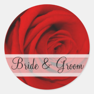 Elegantes pegatinas de la boda de la rosa roja