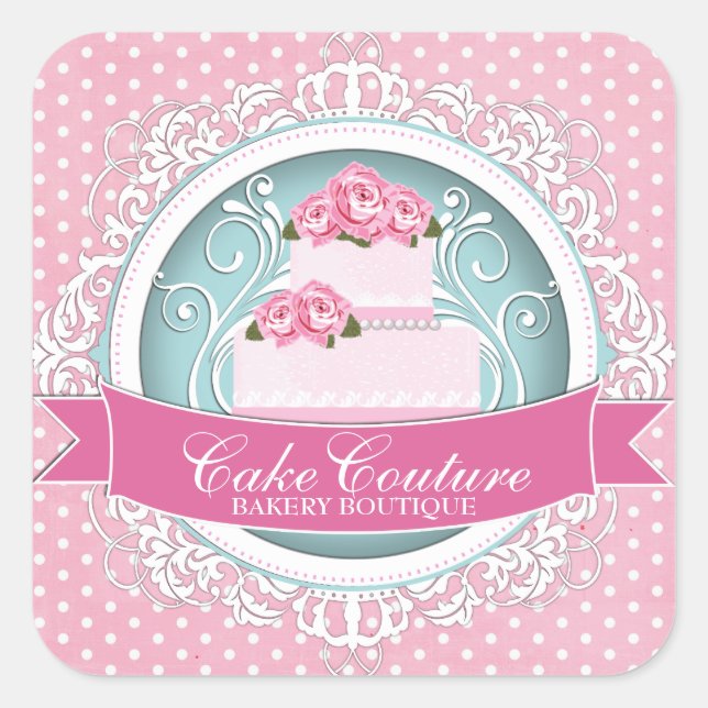 Elegantes Pegatinas de la caja de pasteles (Anverso)