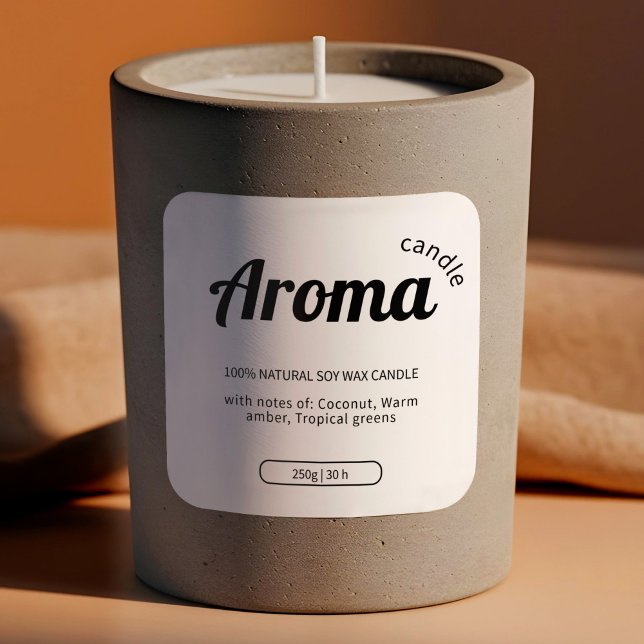 Elegantes Pegatinas de las velas blancas y negras (Minimalist White & Black Candle Labels Stickers)