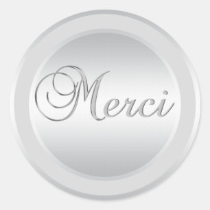 Elegantes Pegatinas de Silver MERCI Labels