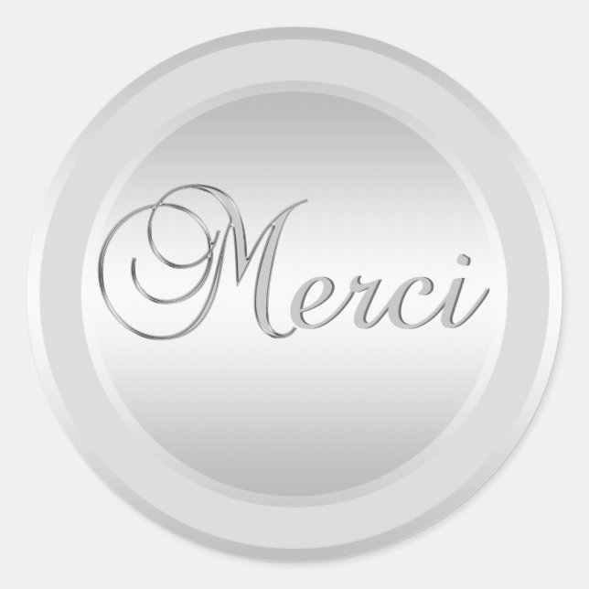 Elegantes Pegatinas de Silver MERCI Labels (Anverso)