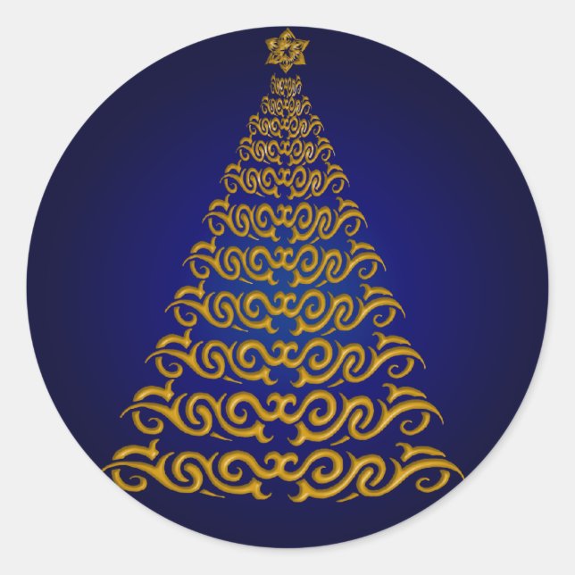 Elegantes Pegatinas del Árbol de Navidad Azul (Anverso)