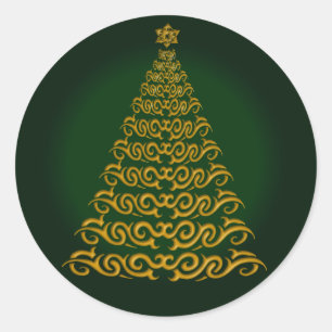 Elegantes Pegatinas del Árbol Verde de Navidad