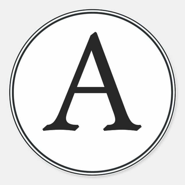 Elegantes Pegatinas en Monograma Blanco y Negro (Anverso)