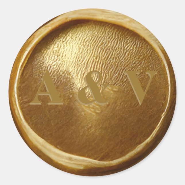 Elegantes pegatinas Monogramadas de Boda de Cera d (Anverso)