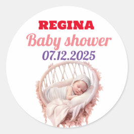 Elegantes Pegatinas rosados de Baby Shower