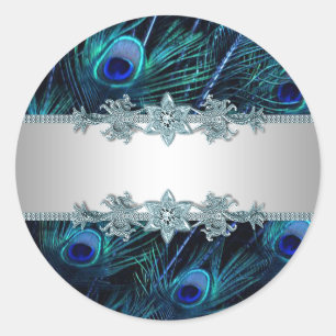 Elegantes Pegatinas Royal Blue Peacock