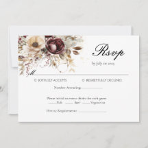 Elegantes peonías burgundy Boda Tarjeta RSVP