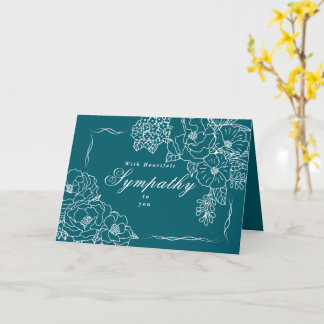 Elegantes Peonías Minimalistas Tarjeta de Condolen