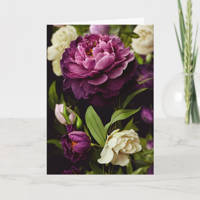 Elegantes Peonies y Rosas Tarjeta de felicitación  (Anverso)