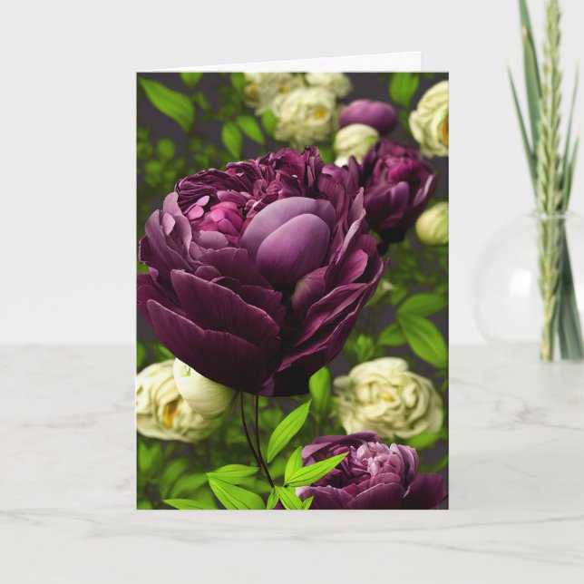 Elegantes Peonies y Rosas Tarjeta de felicitación  (Anverso)