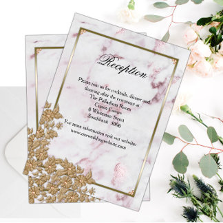 Elegantes Perlas de Oro Recepción de Boda de Mármo