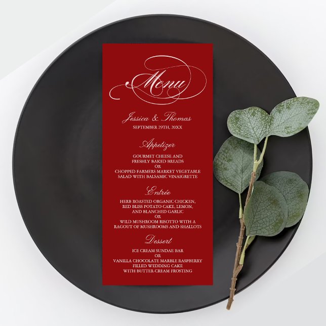 Elegantes Plantillas De Menú Rojo Y Boda Blanco (Subido por el creador)