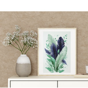 Elegantes plumas coloridas acuarela Arte botánico