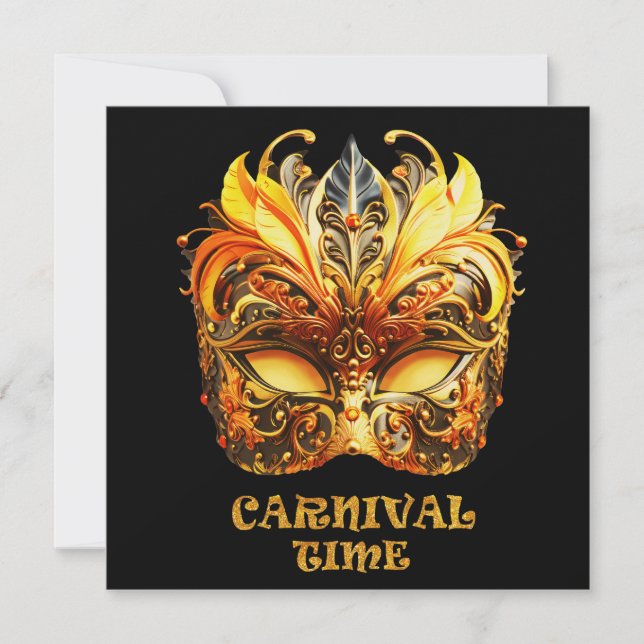 Elegantes plumas doradas máscara veneciana (Anverso)