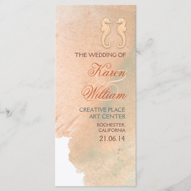 Elegantes programas de bodas en playa (Anverso)