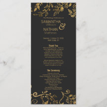 Elegantes programas florales de oro negro y amaril