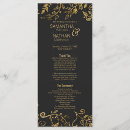 Elegantes programas florales de oro negro y amaril
