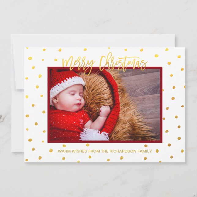 Elegantes puntos de oro blanco Feliz Navidad (Anverso)