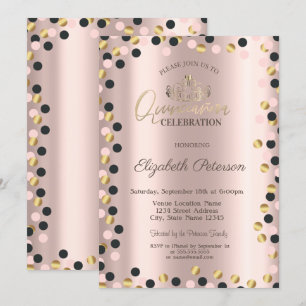 Elegantes puntos de oro, tiara, Invitaciones de Qu