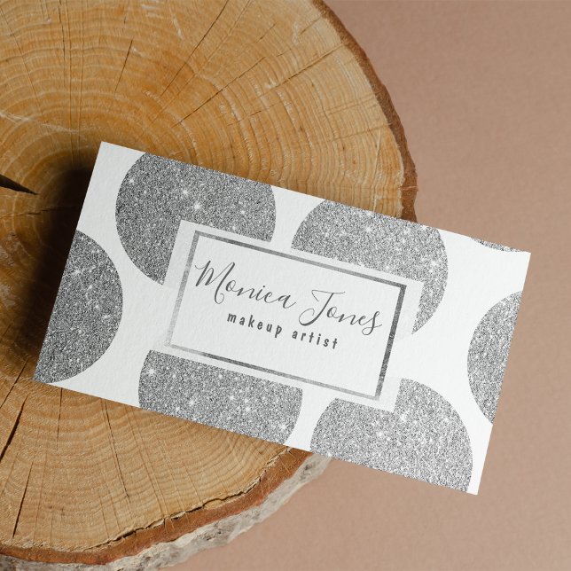 Elegantes puntos de polka purpurina de vidrio plat (Elegant stylish silver glam glitter polka dots )