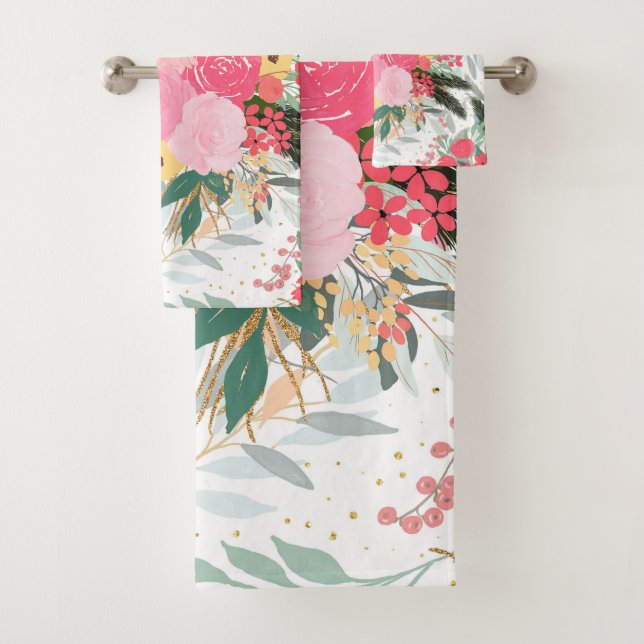 Elegantes Purpurinas blancos florales y dorados (In situ)