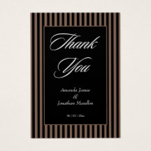 Elegantes rayas negras y marrones Tarjeta de agrad