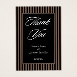 Elegantes rayas negras y marrones Tarjeta de agrad