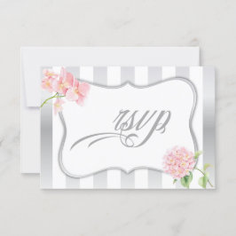 Elegantes rayas plateadas Pink Hydrangeas RSVP