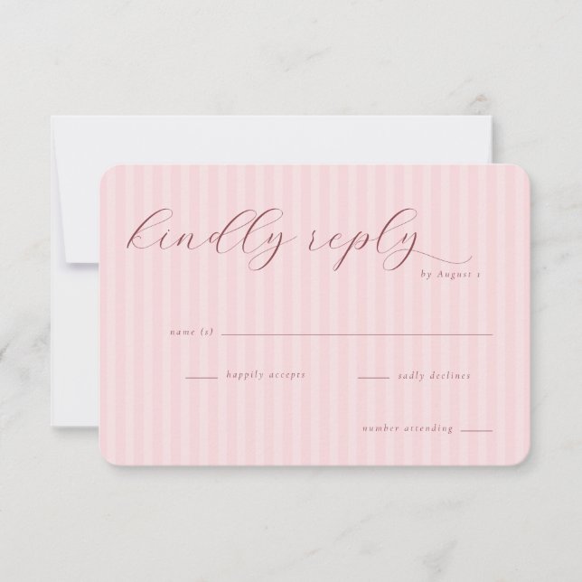 Elegantes rayas rosadas RSVP (Anverso)