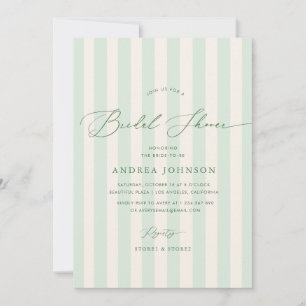 Elegantes rayas verdes invitación a la ducha de no