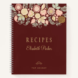 Elegantes recetas de libro de cocina floral de dur