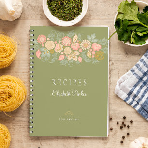 Elegantes recetas de libros de cocina con flores d
