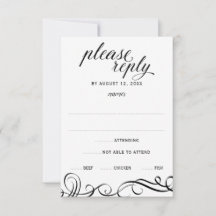 Elegantes Remolinos de Boda RSVP con elección de c
