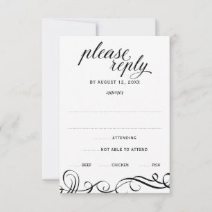 Elegantes Remolinos de Boda RSVP con elección de c