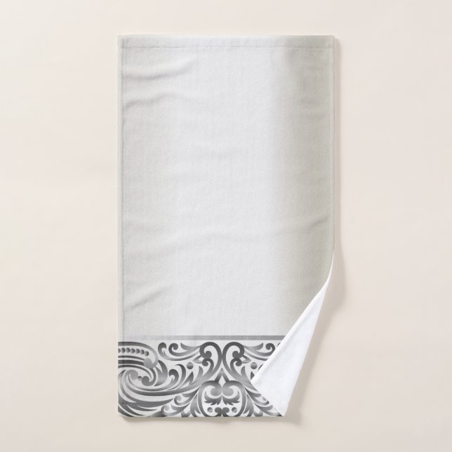 Elegantes Remolinos de Plata (Toalla de mano)