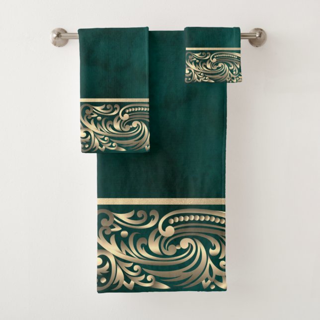 Elegantes Remolinos Dorados Verdes Chic (In situ)