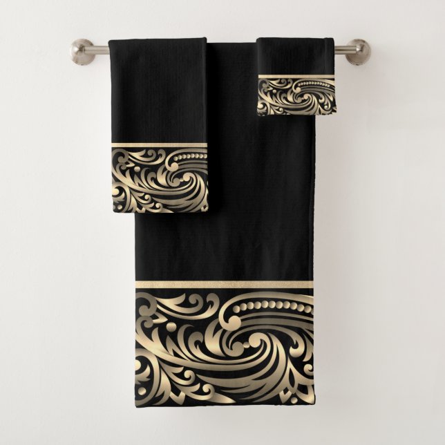 Elegantes Remolinos Negros de Oro Chic (In situ)