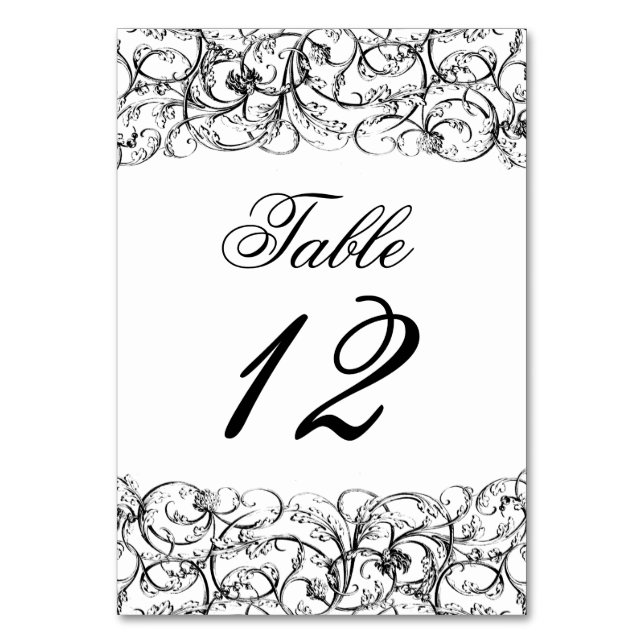 Elegantes remolinos vintage número de mesa (Anverso)