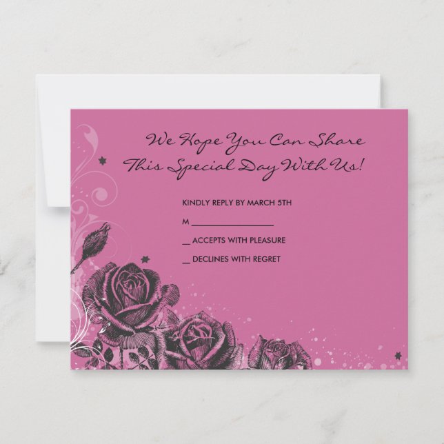 Elegantes Rosas Bat Mitzvah Invitación Tarjeta de  (Anverso)