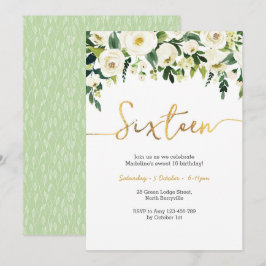 Elegantes rosas blancas invitaciones a los 16 años