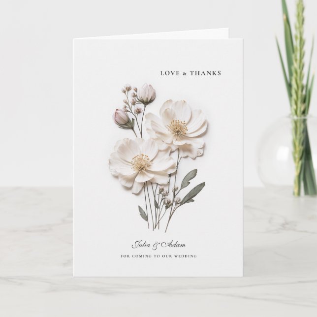 Elegantes rosas blancas que doblé tarjeta de agrad (Anverso)