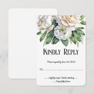 Elegantes rosas blancas y novillos casados RSVP