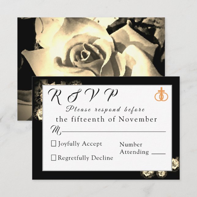 Elegantes Rosas Bodas Católicos Tarjeta de Respues (Anverso / Reverso)