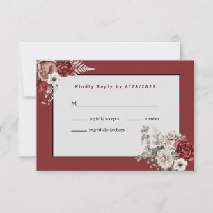 Elegantes Rosas Burgundy Boda (sin comida) RSVP