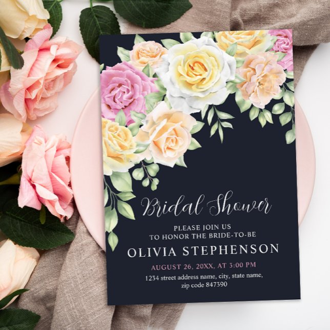 Elegantes Rosas coloridos Invitación a la ducha de (Subido por el creador)